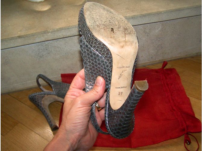Rene Caovilla Sandalen aus Python Dunkelgrau Beige - Ansicht 4