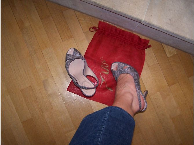 Rene Caovilla Sandalen aus Python Dunkelgrau Beige - Ansicht 6