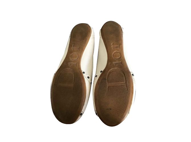 Christian Dior Ethnic Ballerinas aus Leder Eggshell Aus weiß - Ansicht 2