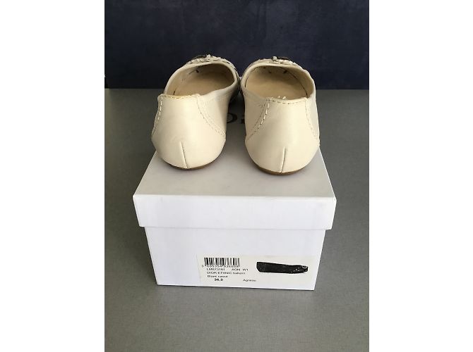 Christian Dior Ethnic Ballerinas aus Leder Eggshell Aus weiß - Ansicht 3