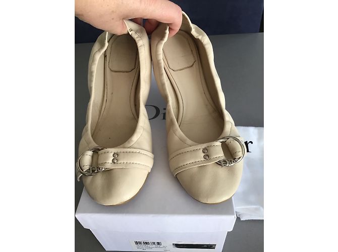 Christian Dior bailarinas Urban piel eggshell 37 Blanco roto - vista 3