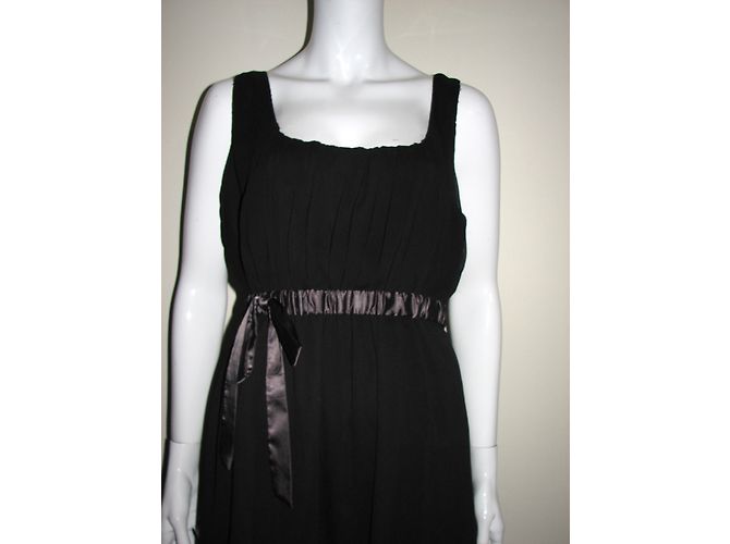 Vera Wang Schwarzes Abendkleid aus Chiffon - Ansicht 3