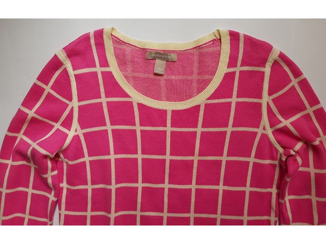 Banana Republic Rosa Tartan Baumwollpullover L Pink - Ansicht 3