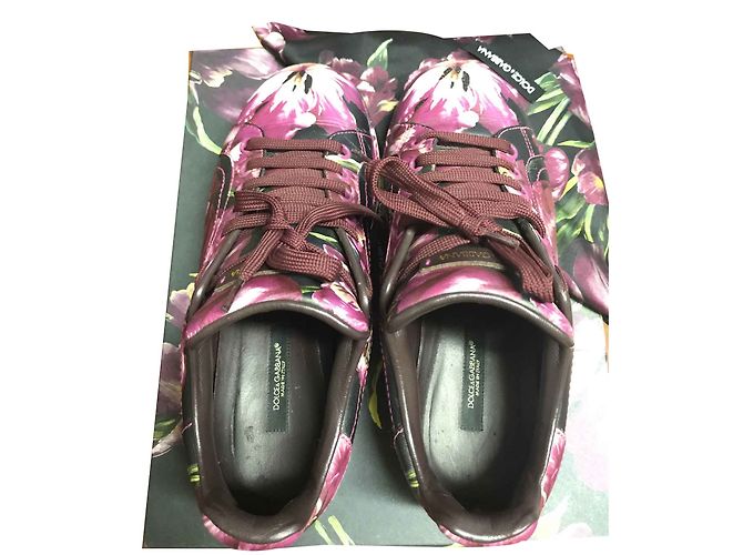 Sneakers Dolce & Gabbana in pelle nera con stampa floreale Nero - vista 2