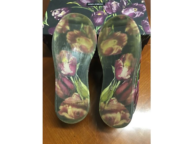 Sneakers Dolce & Gabbana in pelle nera con stampa floreale Nero - vista 5