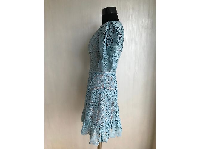Self Portrait Kleid aus blauer floraler Spitze - Ansicht 3