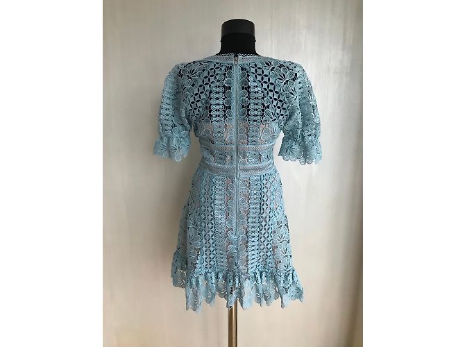 Self Portrait Kleid aus blauer floraler Spitze - Ansicht 4