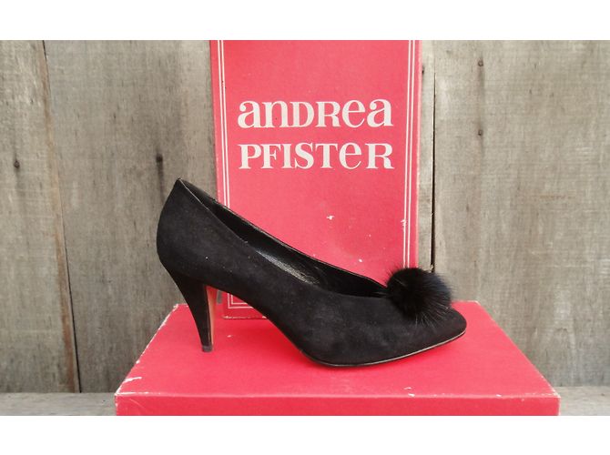 Andrea Pfister eescarpins vintage con palla di visone Nero - vista 3