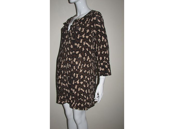 Diane Von Furstenberg Vestido jersey de seda de Gaby Castaño Negro Estampado de leopardo - vista 4