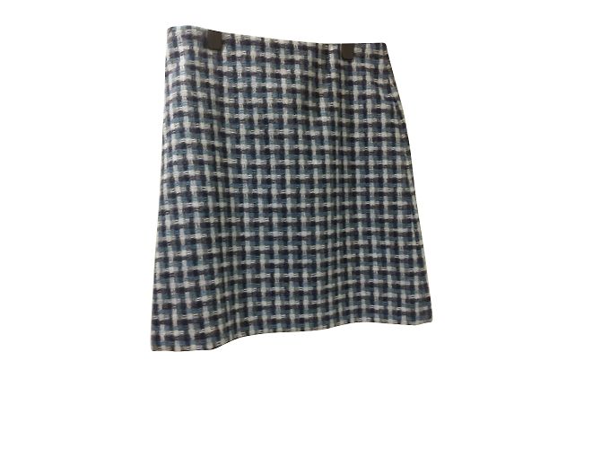 Autre Marque Conjunto de Saia e Jaqueta de Lã Azul Marinho Azul Claro Turquesa - vista 2