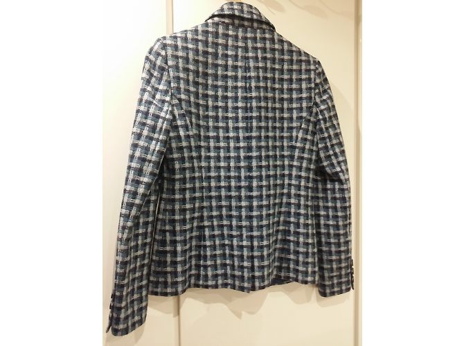 Autre Marque Conjunto de Saia e Jaqueta de Lã Azul Marinho Azul Claro Turquesa - vista 4