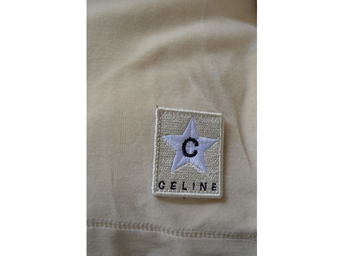 Céline Off-White Ivory Sudadera con capucha con capucha de terciopelo con cremallera Talla S SMALL Beige - vista 14