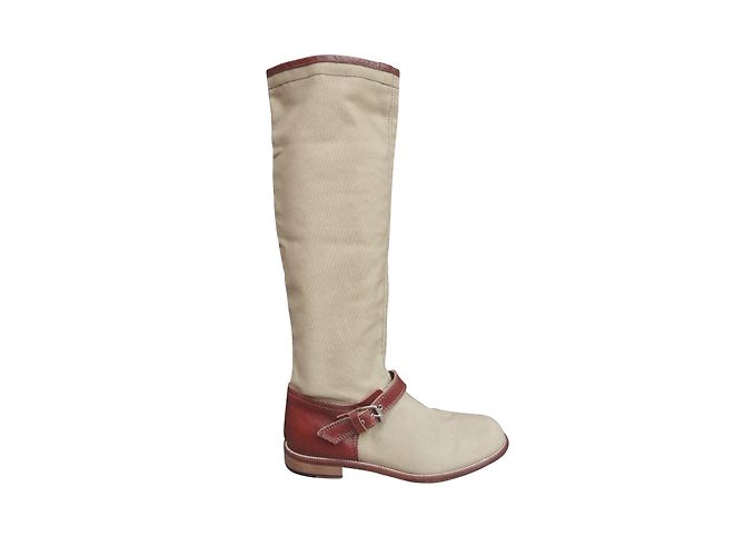 Studio Pollini canvas and leather boots in mint condition Beige - view 2