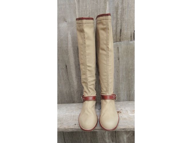 Studio Pollini canvas and leather boots in mint condition Beige - view 4