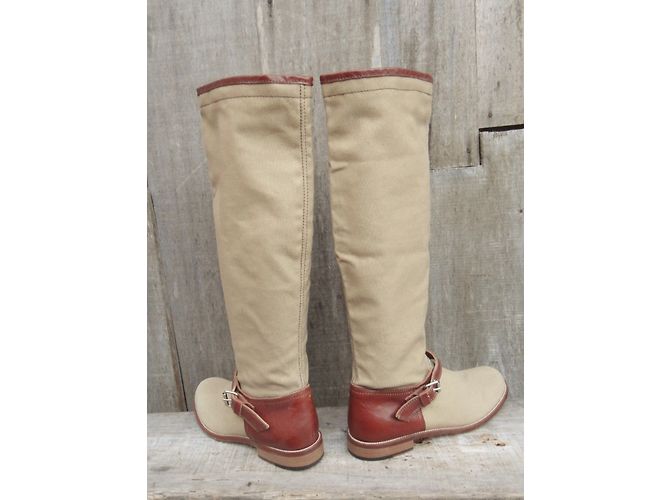 Studio Pollini canvas and leather boots in mint condition Beige - view 6
