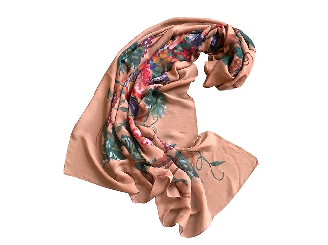 Stola fiori sciarpa di seta "Christian Dior" 130*125 Marrone Multicolore - vista 2