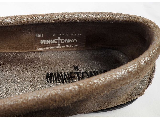 Mocassini Minnetonka in pelle scamosciata argento Metallico Grigio antracite Bronzo - vista 3