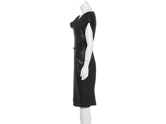 Diane Von Furstenberg Ellen Marie Metallic Kleid Schwarz Silber - Ansicht 2