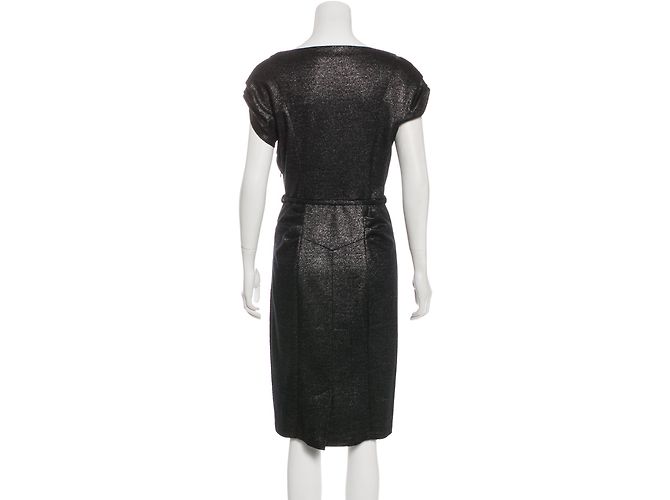Diane Von Furstenberg Ellen Marie Metallic Kleid Schwarz Silber - Ansicht 3