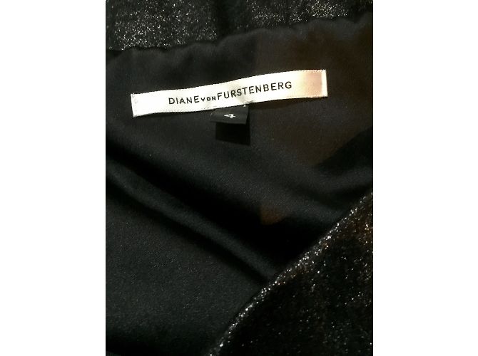 Diane Von Furstenberg Ellen Marie Metallic Kleid Schwarz Silber - Ansicht 4