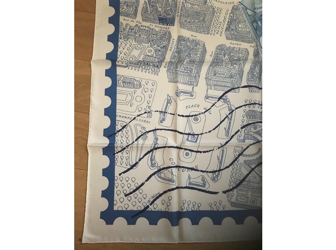 Hermès Hermes Square 90 cm Passando per Parigi Bianco Blu - vista 3