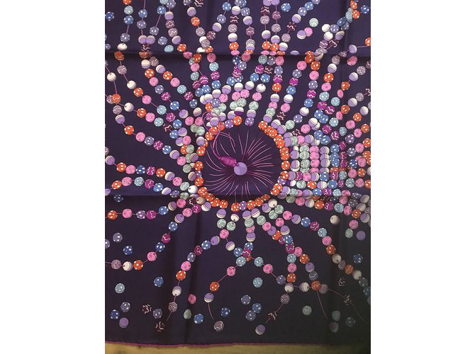 Hermès Hermes Square 90 cm Perle da ballo Rosa Porpora - vista 2