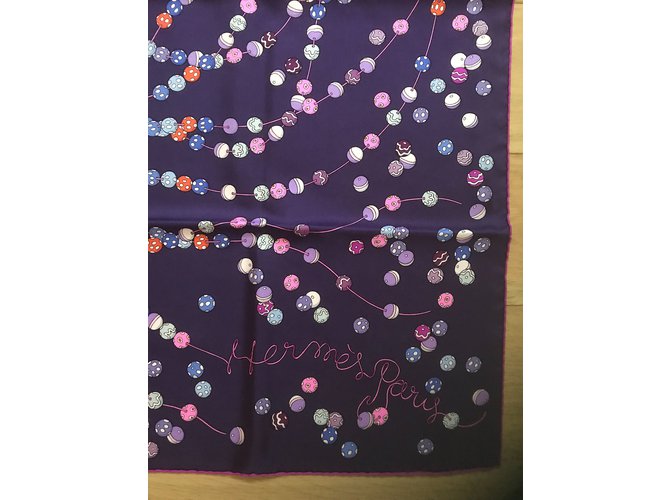 Hermès Hermes Square 90 cm Perle da ballo Rosa Porpora - vista 3