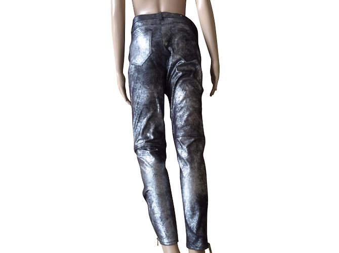 Zara The Biker Jeans Metallic Polysuede Grau - Ansicht 2