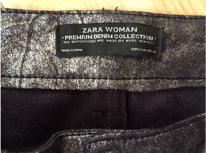 Zara The Biker Jeans Metallic Polysuede Grau - Ansicht 3