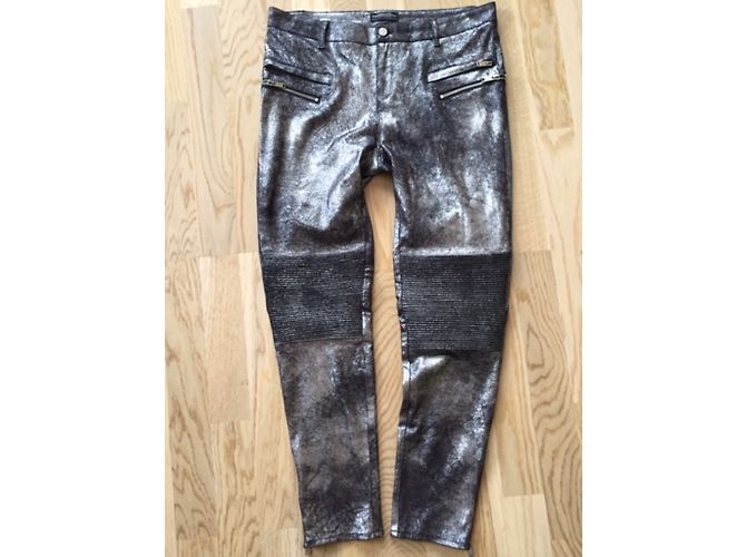 Zara The Biker Jeans Metallic Polysuede Grau - Ansicht 5