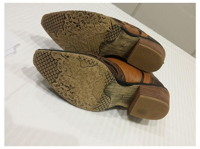Autre Marque Botas de montar de cuero marrón mostaza Castaño Marrón oscuro - vista 5