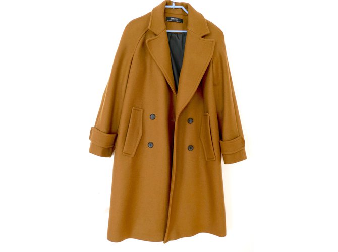camel coat zara Cognac Wool ref.111170 Joli Closet