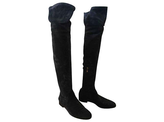 Sergio Rossi Wildleder Stiefel Anthrazitgrau - Ansicht 2