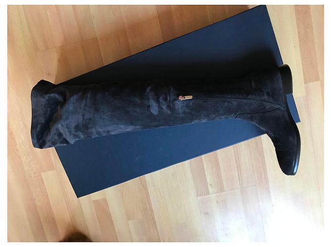 Sergio Rossi Wildleder Stiefel Anthrazitgrau - Ansicht 5