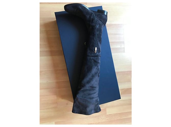 Sergio Rossi Wildleder Stiefel Anthrazitgrau - Ansicht 6