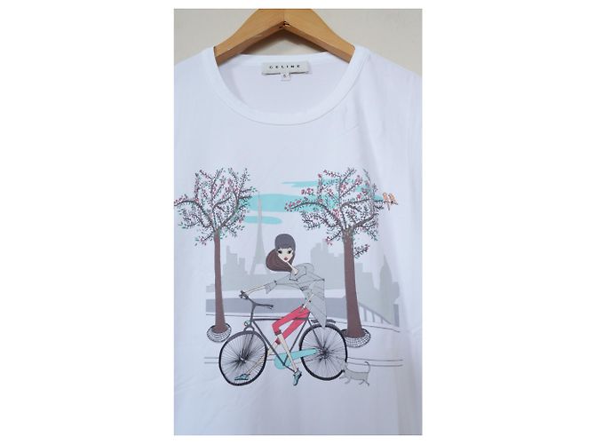 Camiseta Céline camiseta blanca Talla S SMALL Blanco - vista 5
