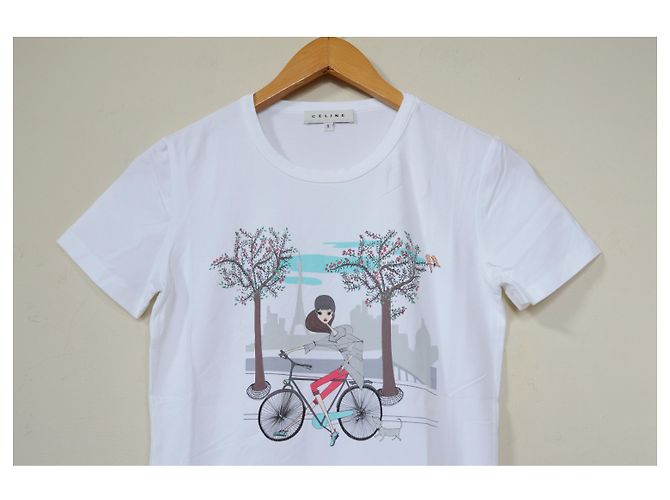 Camiseta Céline camiseta blanca Talla S SMALL Blanco - vista 9