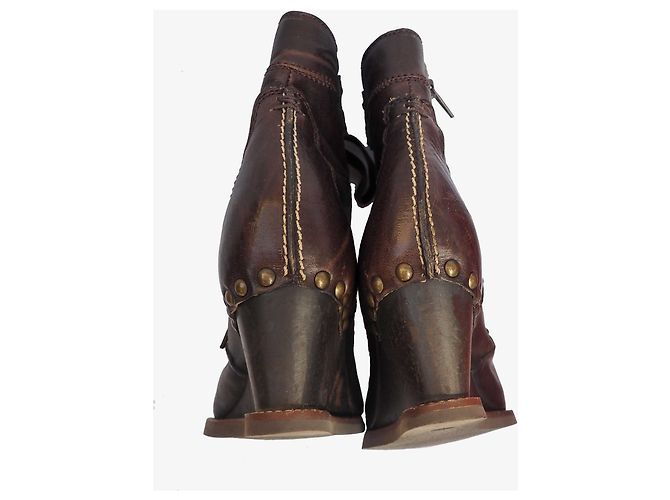 Autre Marque Botas de cuña Kickers U-Funky de cuero marrón Castaño - vista 4