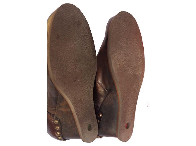 Autre Marque Botas de cuña Kickers U-Funky de cuero marrón Castaño - vista 5