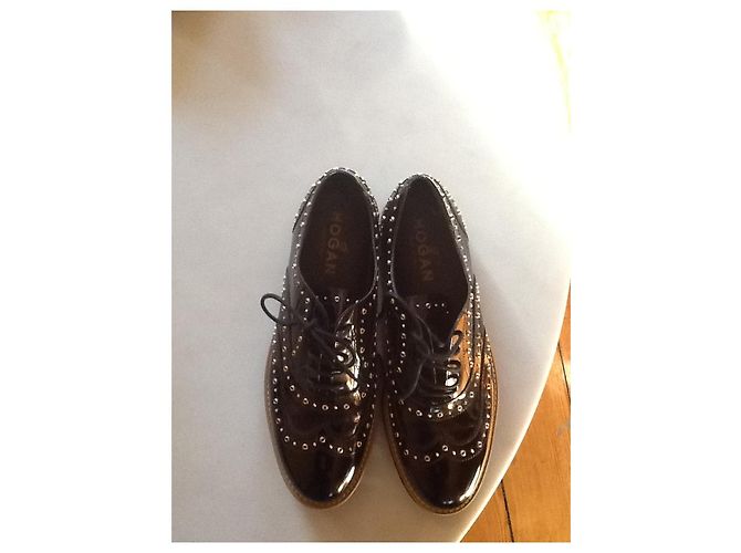 Scarpe Derby Hogan in pelle e vernice nera 36 Nero - vista 4