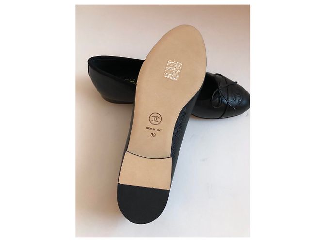 Chanel Ballerines en cuir noir taille 39 - vue 6