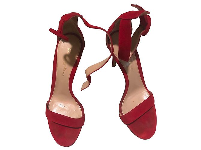 Sandali Gianvito Rossi Portofino Nubuck Rosso - vista 2