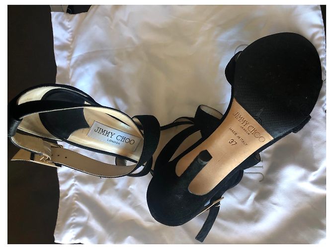 Sandali Jimmy Choo in nubuck nero - vista 3