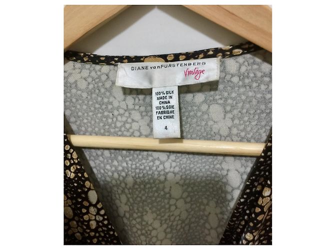 Diane Von Furstenberg Robe portefeuille en soie Julian DvF Marron Multicolore Caramel - vue 5