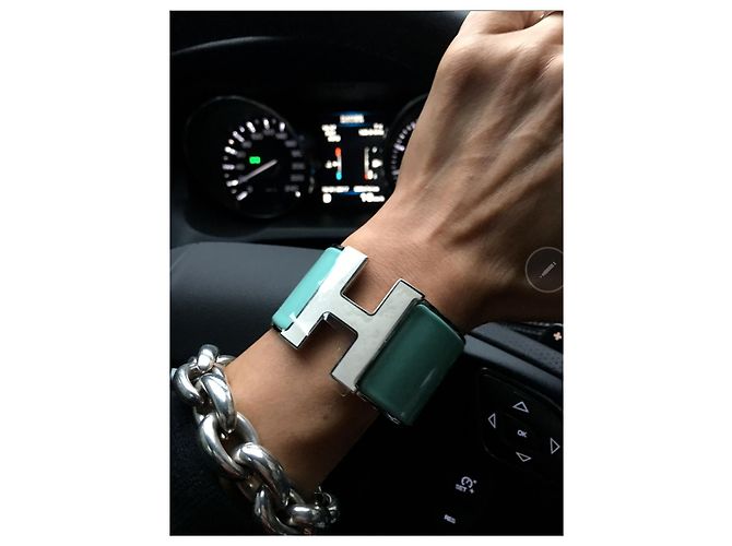 Hermès Braccialetto clic '' H '' XL Blu chiaro - vista 10