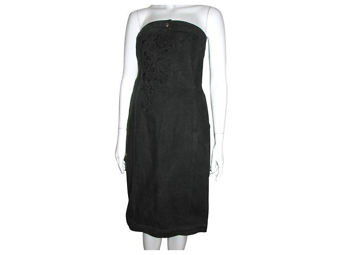 Philosophy Di Alberta Ferretti Trägerloses, besticktes Jeanskleid Schwarz - Ansicht 2