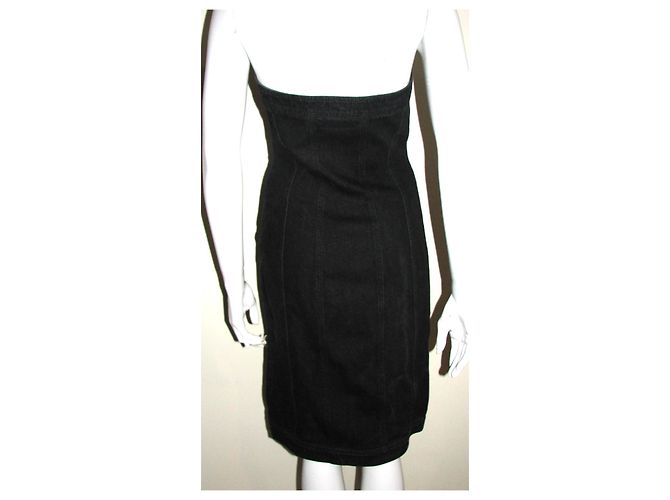 Philosophy Di Alberta Ferretti Trägerloses, besticktes Jeanskleid Schwarz - Ansicht 4