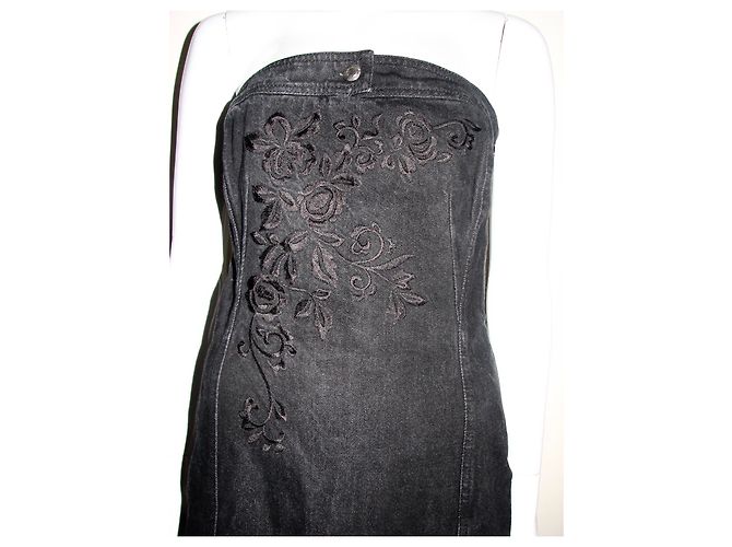 Philosophy Di Alberta Ferretti Trägerloses, besticktes Jeanskleid Schwarz - Ansicht 6
