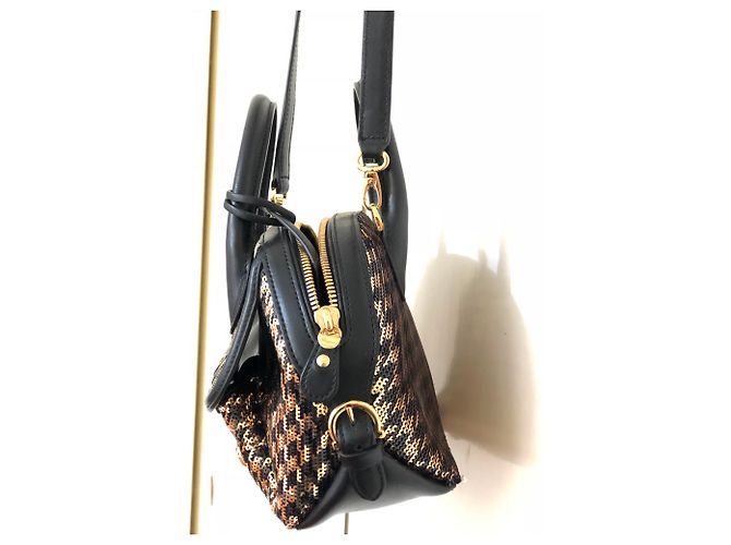 Borsa Salvatore Ferragamo Mini Flamma Nera e Oro Nero - vista 4