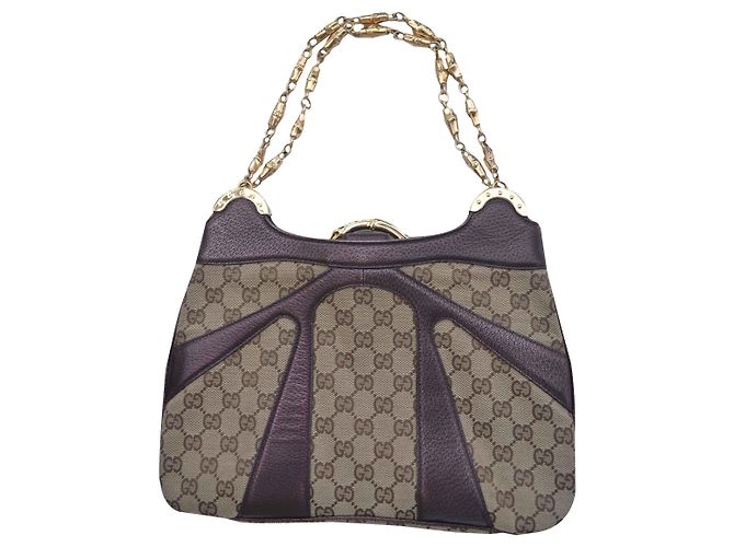 Autre Marque Borsa Gucci Bamboo Metallo Grigia in Tessuto Grigio - vista 2